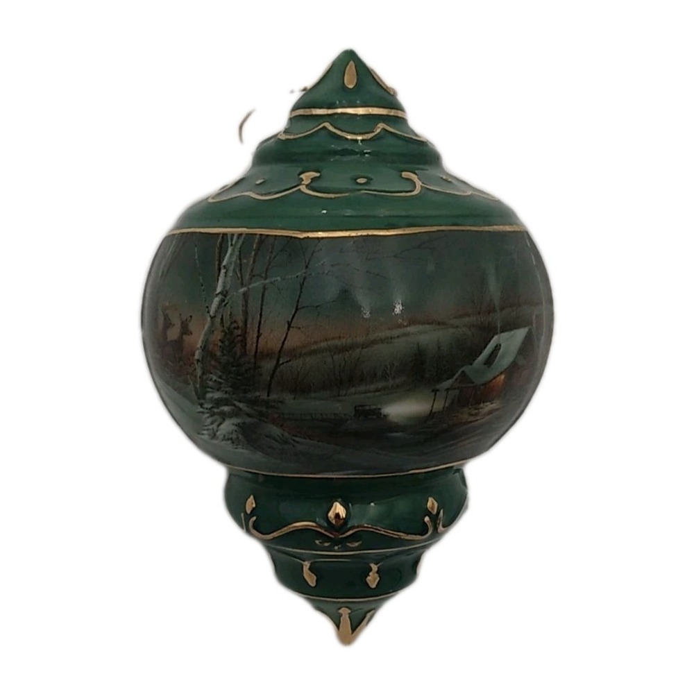 Terry Redlin *Evening With Friends* Porcelain Christmas Tree Ornament 4.5" Green